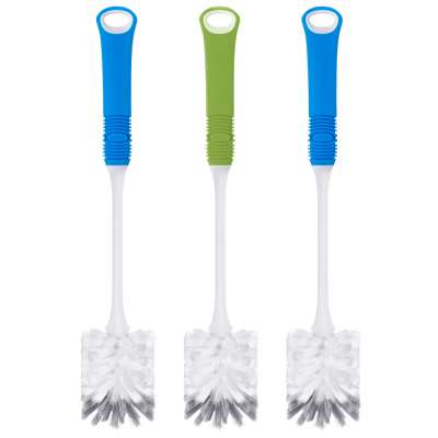 MR.SIGA Dish Brush with Long Handle Built-in Scraper, Scrubbing Brush for Pans, Pots, Kitchen Sink Cleaning, Pack of 3