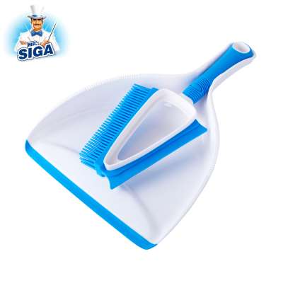 Mr.SIGA Short Rubber Handle Brush Small Floor Brush And Dustpan